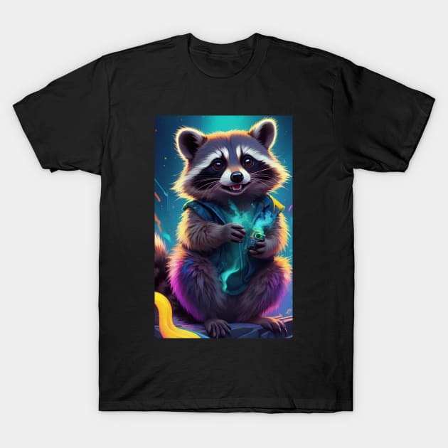 Colourful Racoon T-Shirt by Rossie Designs